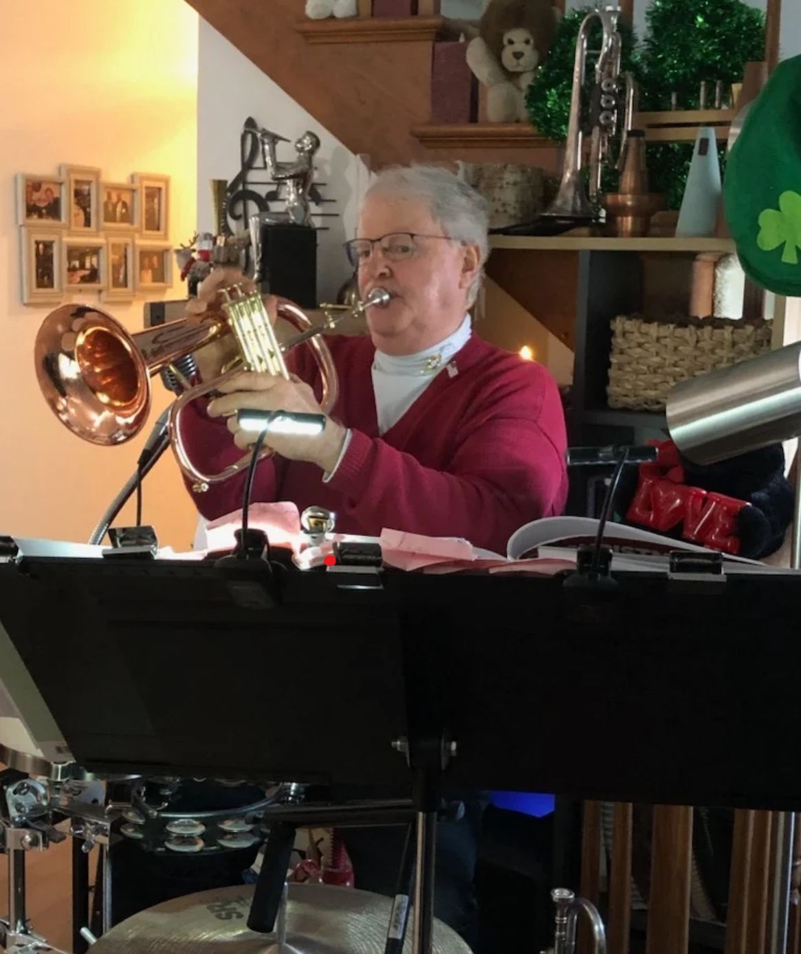 Close-up of trumpet and microphone